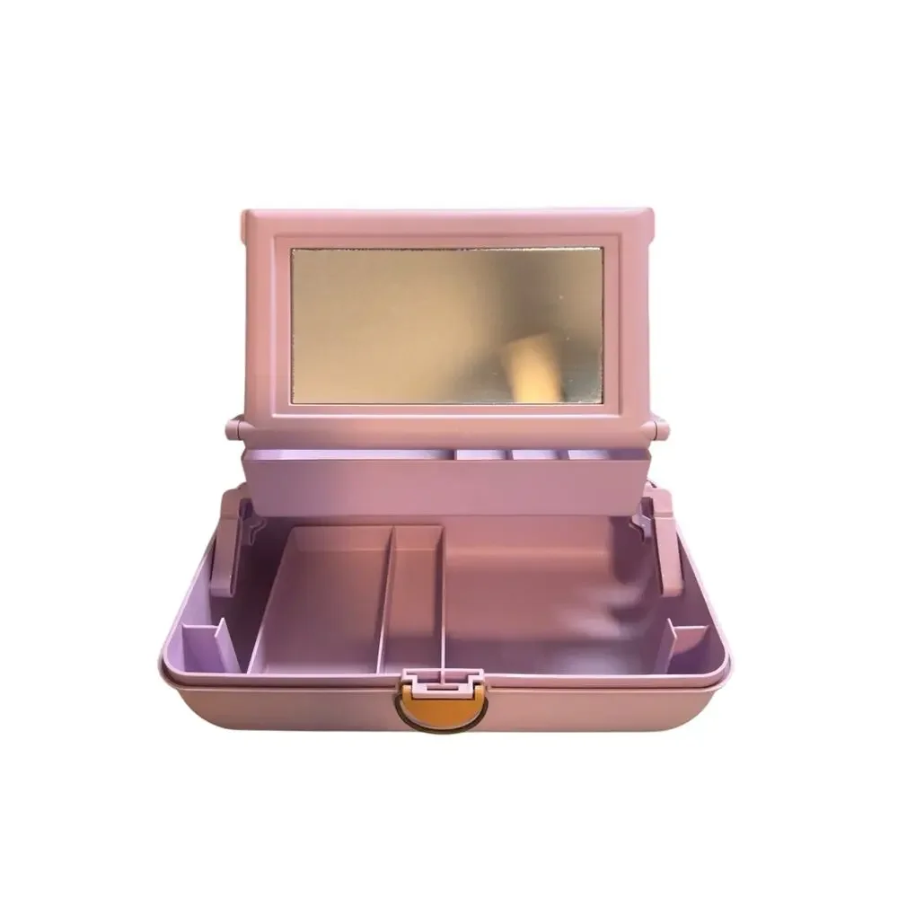 Vintage Lavender Caboodles Style Makeup Train Case Organizer Mirror USA Purple